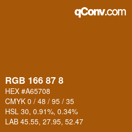 颜色代码: RGB 166 87 8 | qconv.com