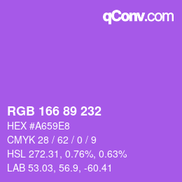 颜色代码: RGB 166 89 232 | qconv.com