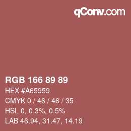 颜色代码: RGB 166 89 89 | qconv.com
