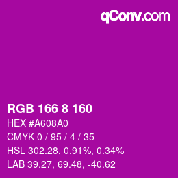 カラーコード: RGB 166 8 160 | qconv.com