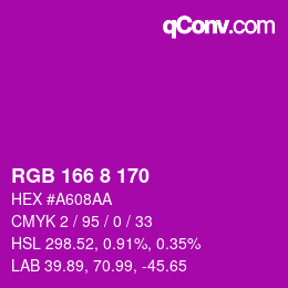 Color code: RGB 166 8 170 | qconv.com