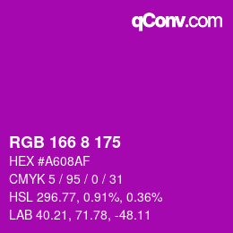 Color code: RGB 166 8 175 | qconv.com