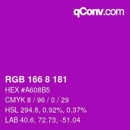 カラーコード: RGB 166 8 181 | qconv.com