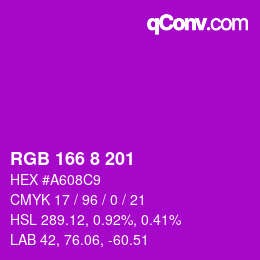 Color code: RGB 166 8 201 | qconv.com
