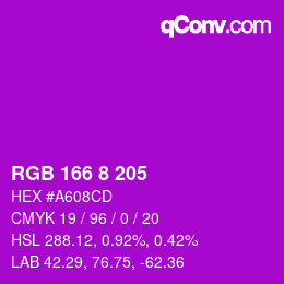 Color code: RGB 166 8 205 | qconv.com