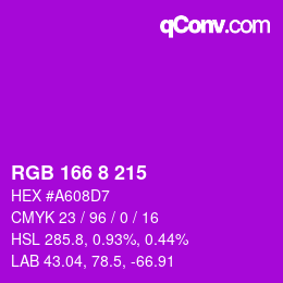 Color code: RGB 166 8 215 | qconv.com