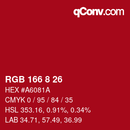 Color code: RGB 166 8 26 | qconv.com