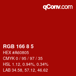 Farbcode: RGB 166 8 5 | qconv.com