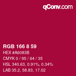カラーコード: RGB 166 8 59 | qconv.com