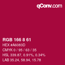 颜色代码: RGB 166 8 61 | qconv.com