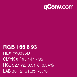 颜色代码: RGB 166 8 93 | qconv.com