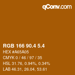 カラーコード: RGB 166 90.4 5.4 | qconv.com