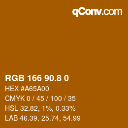 カラーコード: RGB 166 90.8 0 | qconv.com