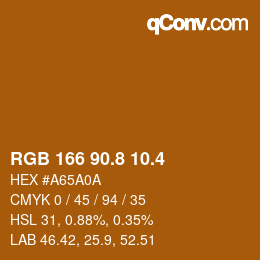 カラーコード: RGB 166 90.8 10.4 | qconv.com