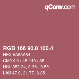 カラーコード: RGB 166 90.8 100.4 | qconv.com