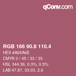 カラーコード: RGB 166 90.8 110.4 | qconv.com