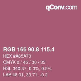 カラーコード: RGB 166 90.8 115.4 | qconv.com