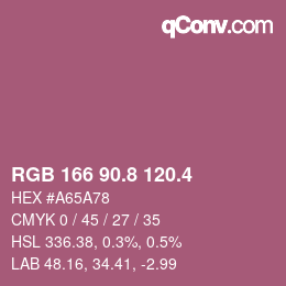 カラーコード: RGB 166 90.8 120.4 | qconv.com