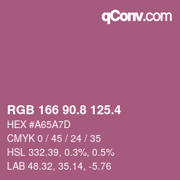 カラーコード: RGB 166 90.8 125.4 | qconv.com