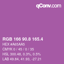 カラーコード: RGB 166 90.8 165.4 | qconv.com