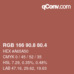 カラーコード: RGB 166 90.8 80.4 | qconv.com
