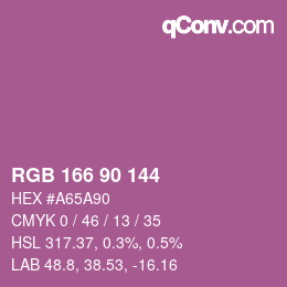 Color code: RGB 166 90 144 | qconv.com
