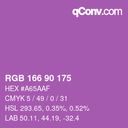 Código de color: RGB 166 90 175 | qconv.com