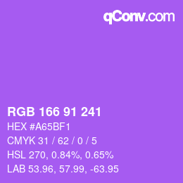 Color code: RGB 166 91 241 | qconv.com