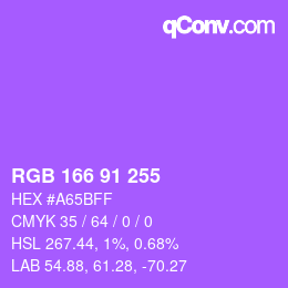 Color code: RGB 166 91 255 | qconv.com