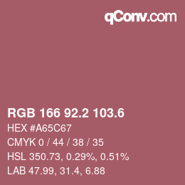 カラーコード: RGB 166 92.2 103.6 | qconv.com