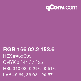 カラーコード: RGB 166 92.2 153.6 | qconv.com