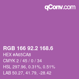 カラーコード: RGB 166 92.2 168.6 | qconv.com