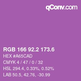 カラーコード: RGB 166 92.2 173.6 | qconv.com