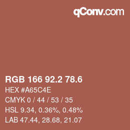 カラーコード: RGB 166 92.2 78.6 | qconv.com