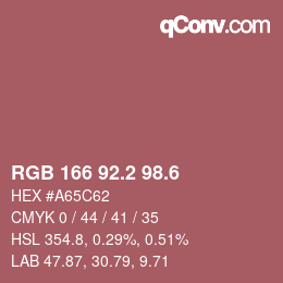 カラーコード: RGB 166 92.2 98.6 | qconv.com