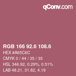 カラーコード: RGB 166 92.6 108.6 | qconv.com