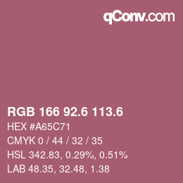 カラーコード: RGB 166 92.6 113.6 | qconv.com