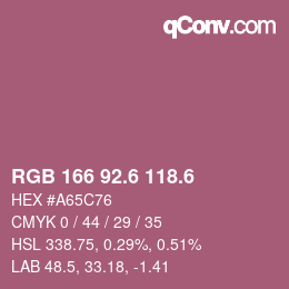 カラーコード: RGB 166 92.6 118.6 | qconv.com
