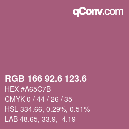 カラーコード: RGB 166 92.6 123.6 | qconv.com