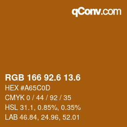カラーコード: RGB 166 92.6 13.6 | qconv.com