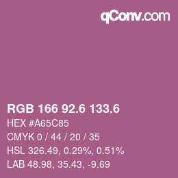 カラーコード: RGB 166 92.6 133.6 | qconv.com