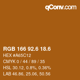 カラーコード: RGB 166 92.6 18.6 | qconv.com