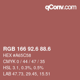 カラーコード: RGB 166 92.6 88.6 | qconv.com