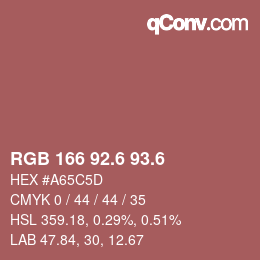 カラーコード: RGB 166 92.6 93.6 | qconv.com