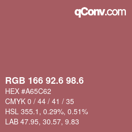 カラーコード: RGB 166 92.6 98.6 | qconv.com
