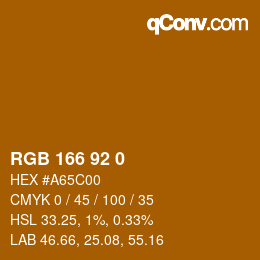 Color code: RGB 166 92 0 | qconv.com