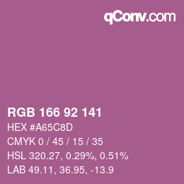 カラーコード: RGB 166 92 141 | qconv.com