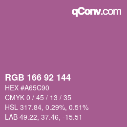カラーコード: RGB 166 92 144 | qconv.com