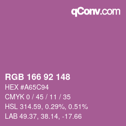 カラーコード: RGB 166 92 148 | qconv.com