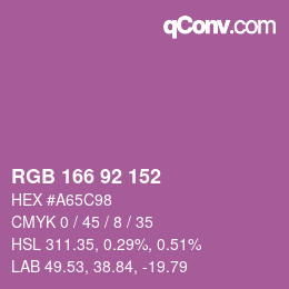 颜色代码: RGB 166 92 152 | qconv.com